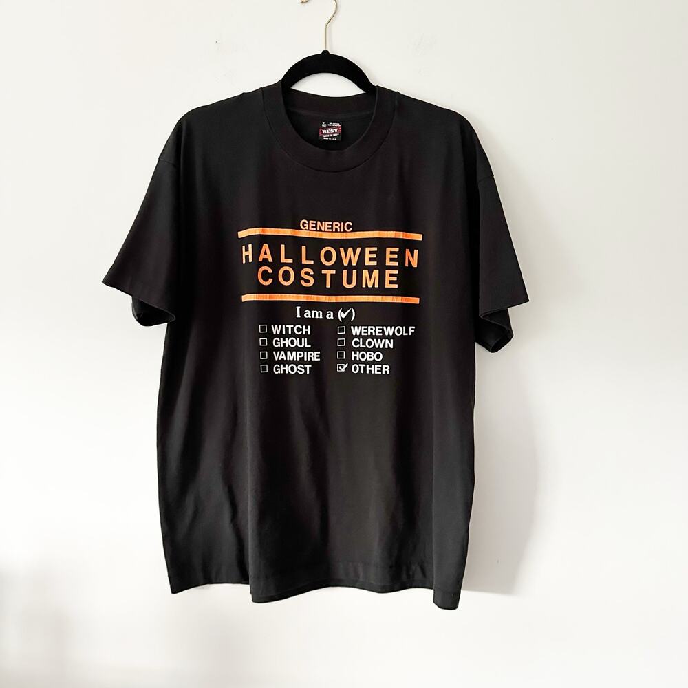 Vintage 90s Single Stitch Generic Halloween Costume Funny Checkbox Tshirt Sz XL
